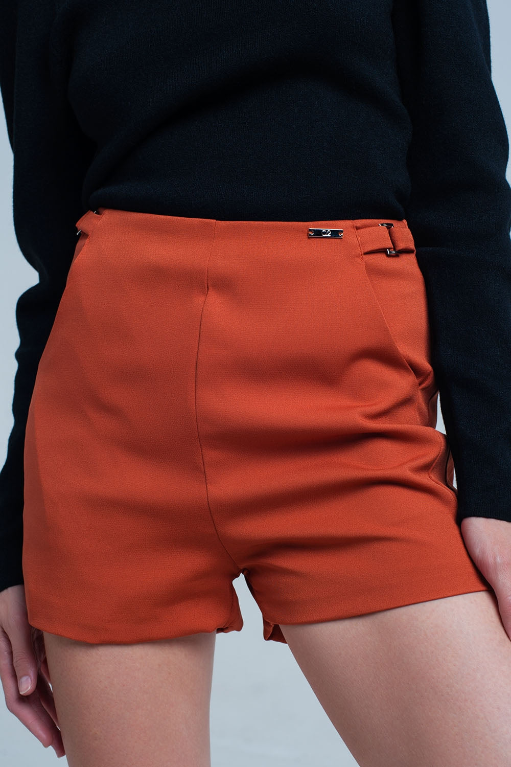 Short taille haute orange