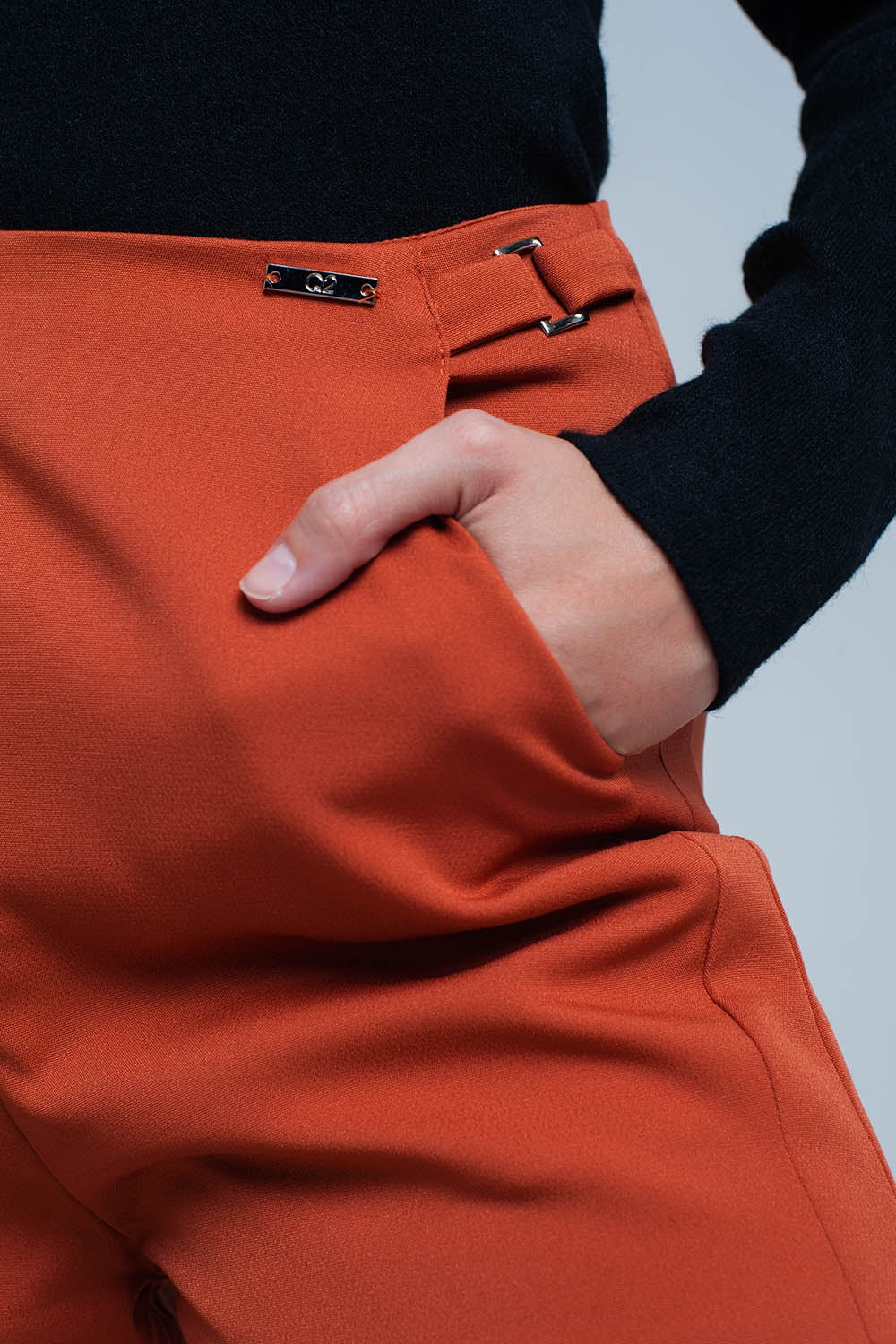 Short taille haute orange