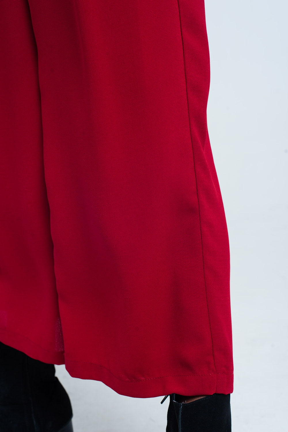 Jupe-culotte rouge large à détail ceinture