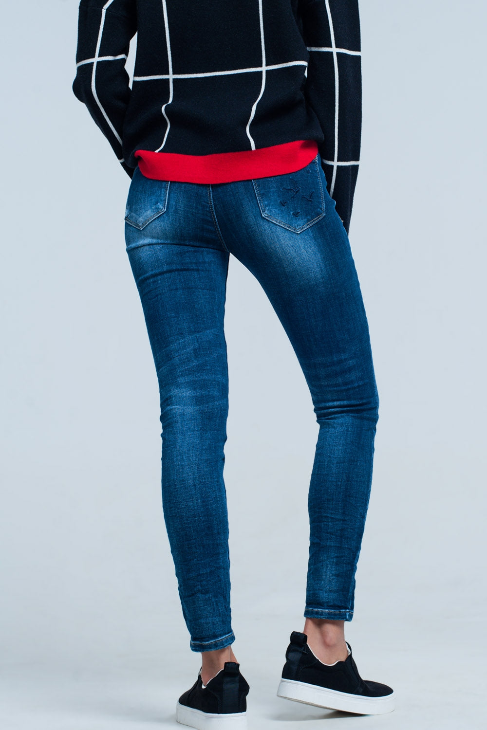 Jean skinny avec poche brodée