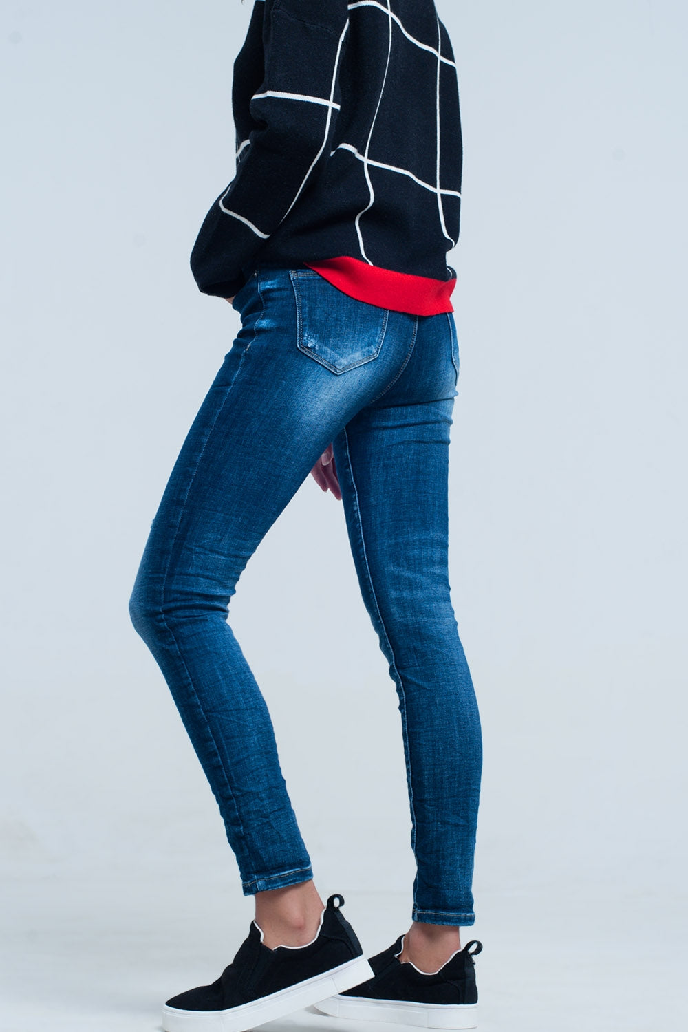 Jean skinny avec poche brodée