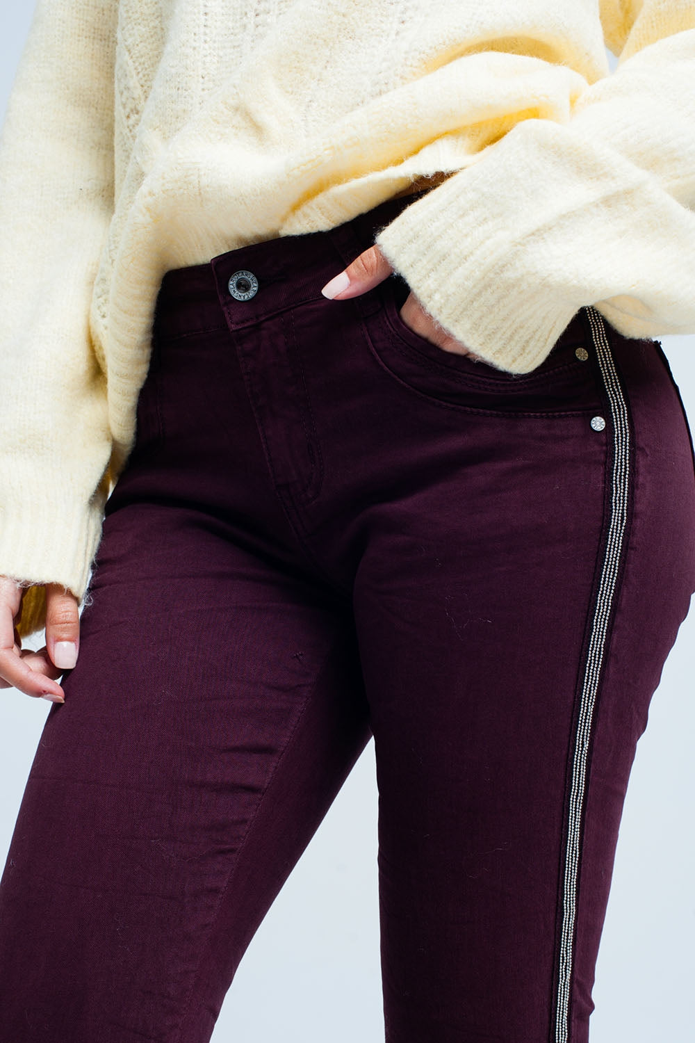 Jean skinny Bourdeaux avec rayure métallisée sur le côté