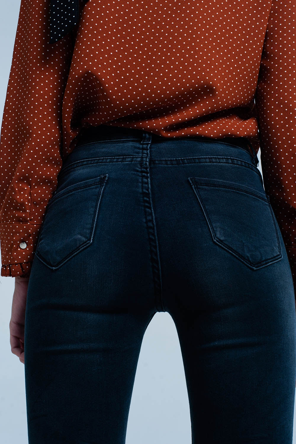 Jeans Skinny noir ridée taille haute