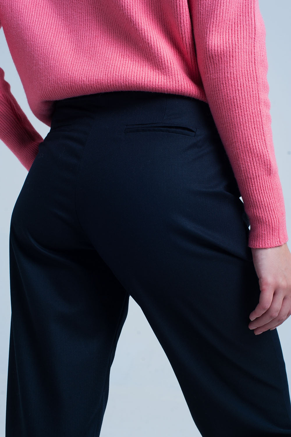 Pantalon large marine avec nœud