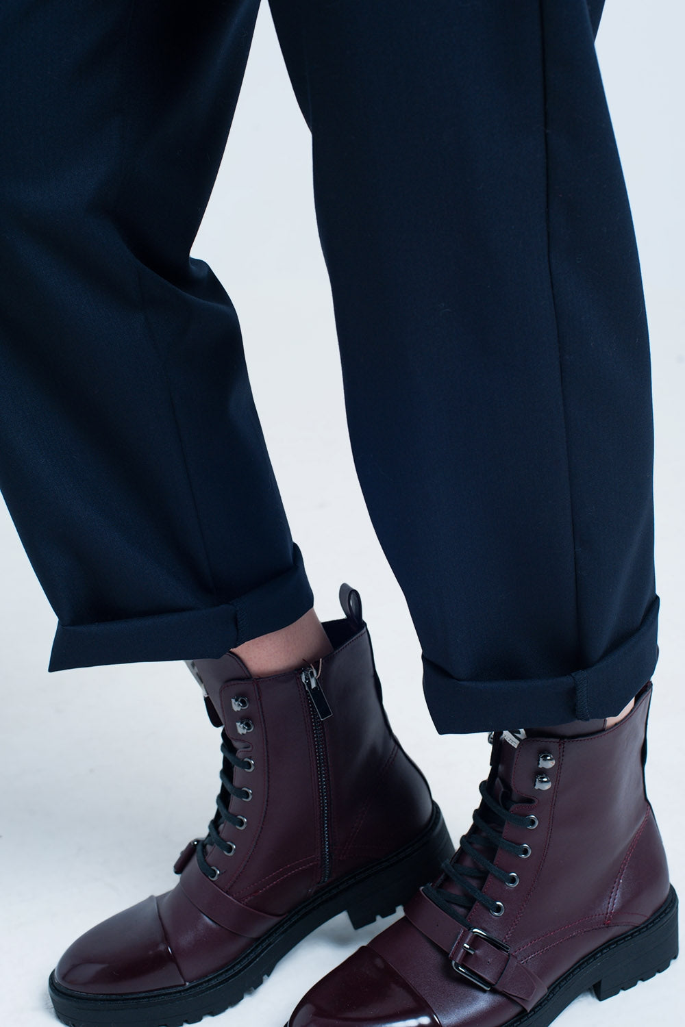 Pantalon large marine avec nœud