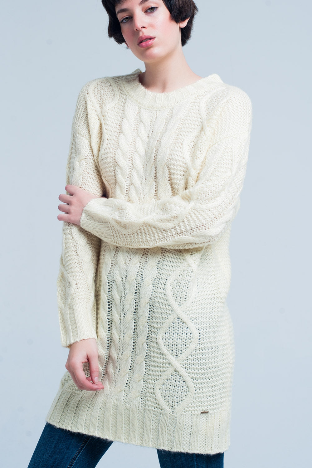 Mini robe tricot torsadé jaune