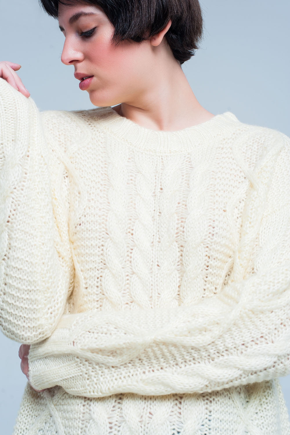 Mini robe tricot torsadé jaune