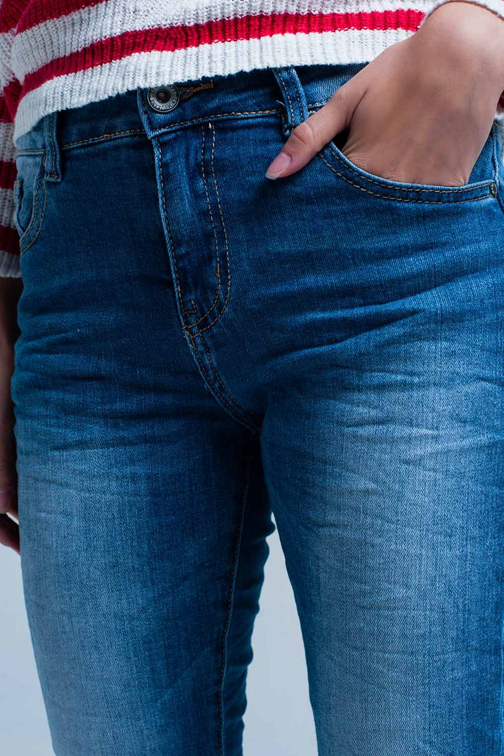 Jean skinny froissé délavé