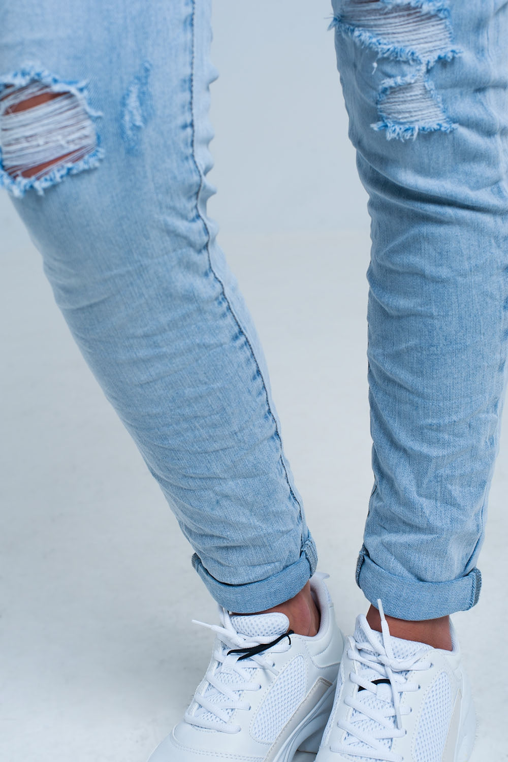 Jogger Délavé Clair avec Cordon de Serrage à La Taille