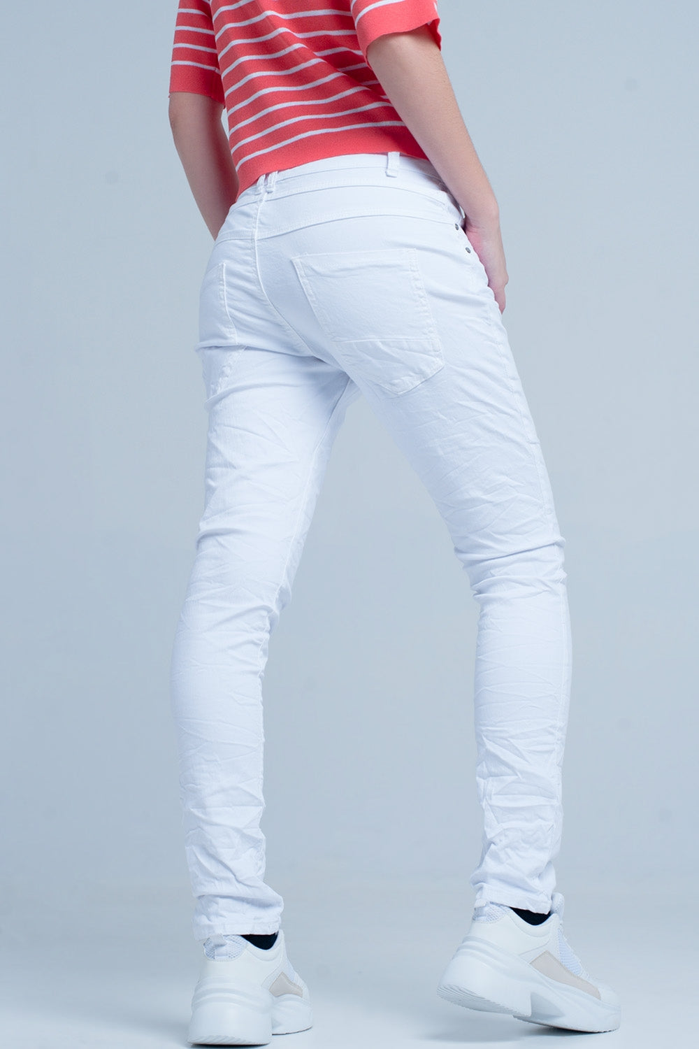 Jean boyfriend slim blanc