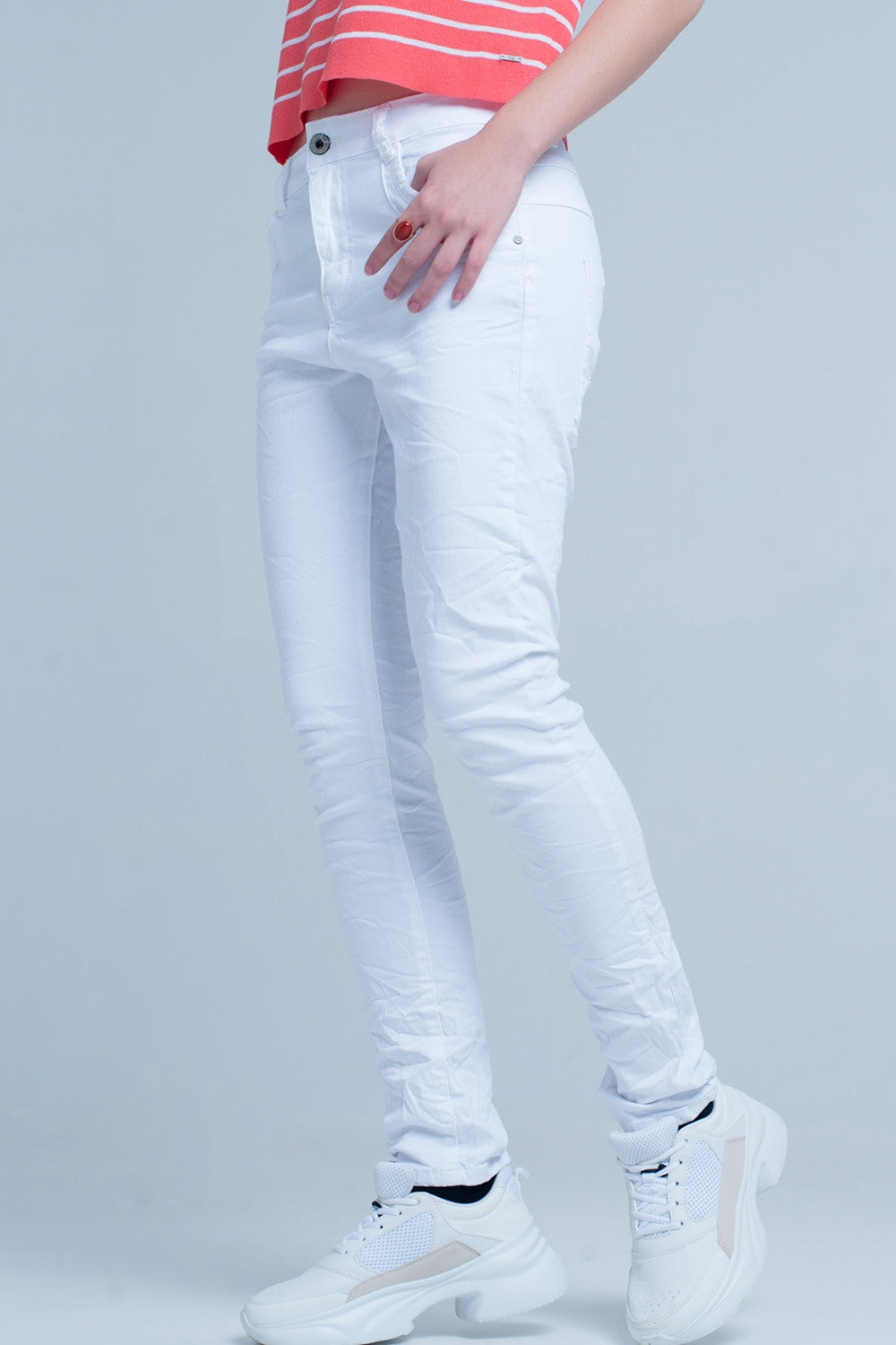 Jean boyfriend slim blanc