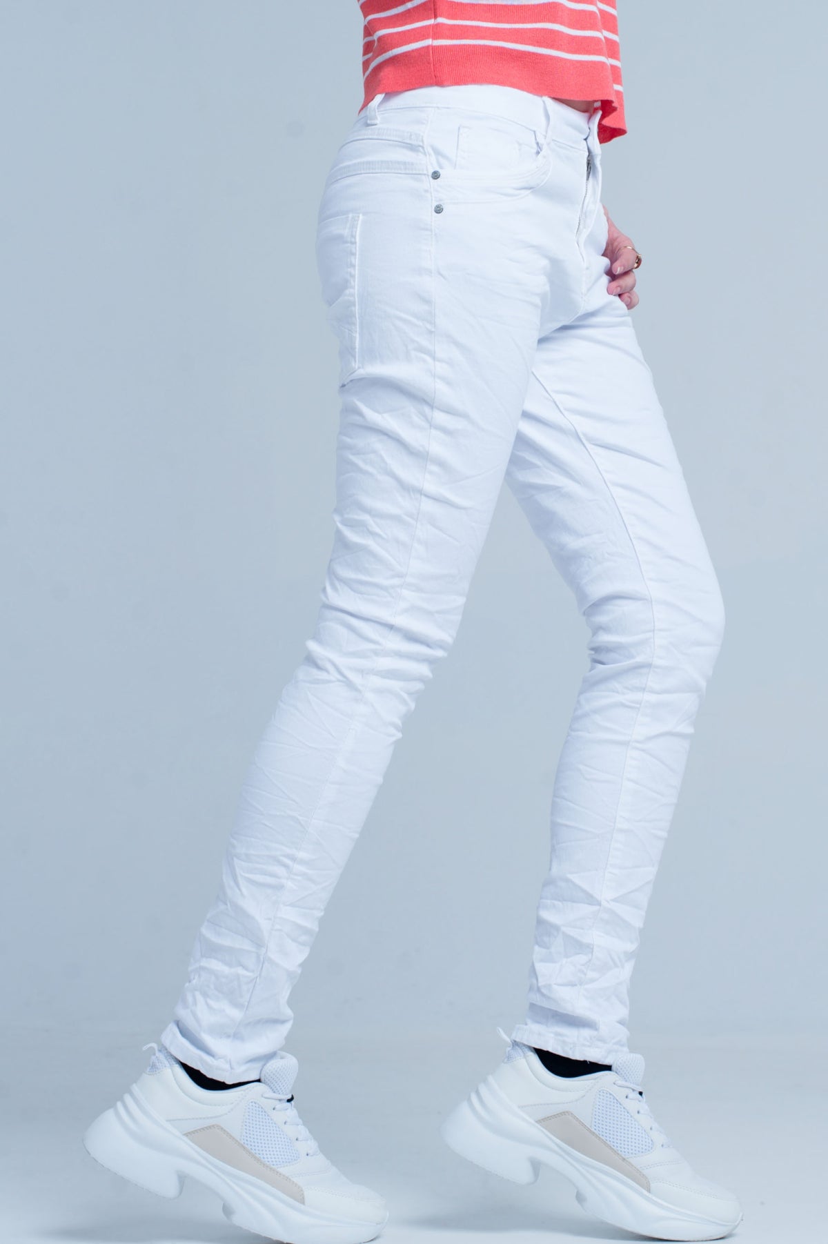 Jean boyfriend slim blanc