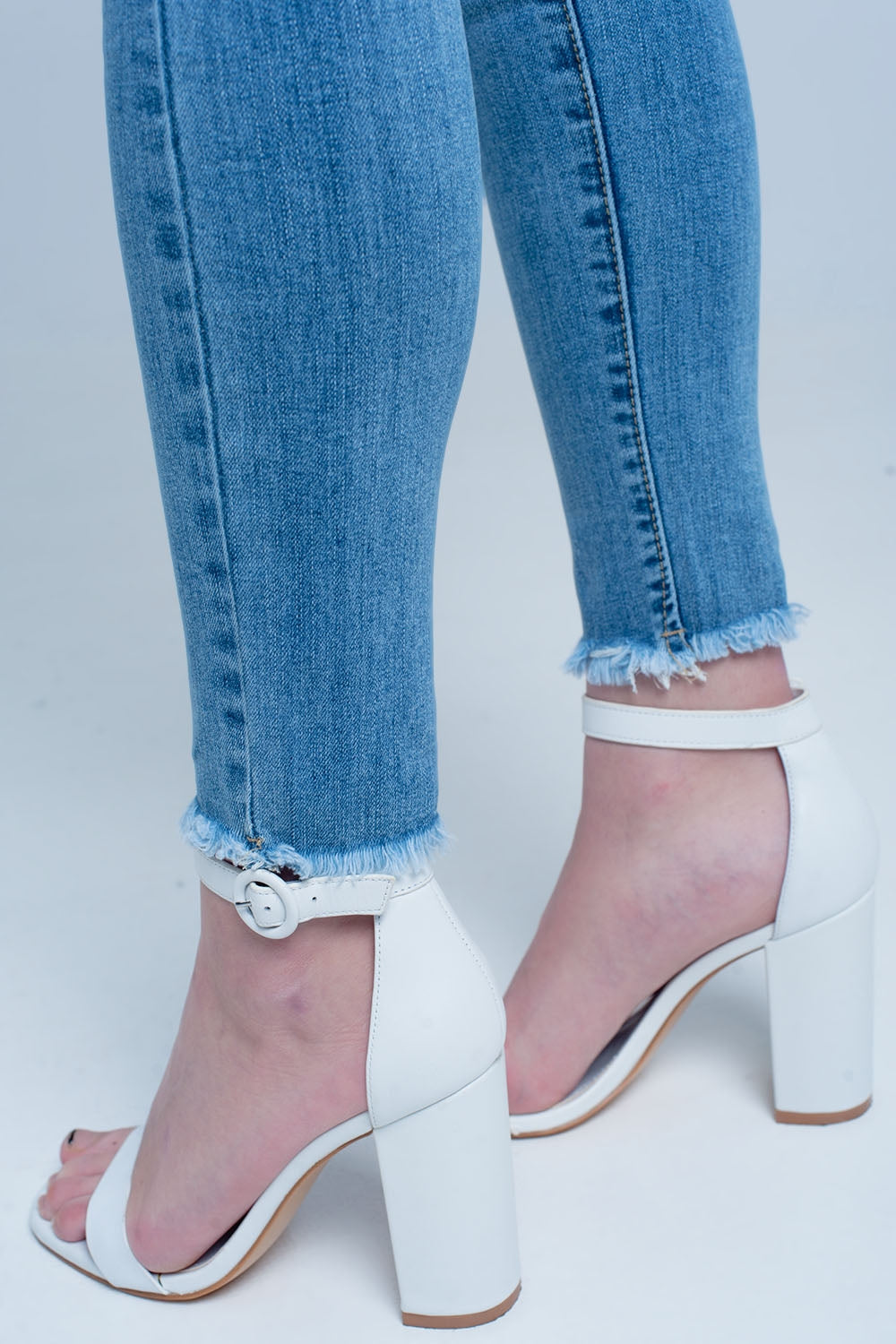 Jean skinny à délavage clair Bleu