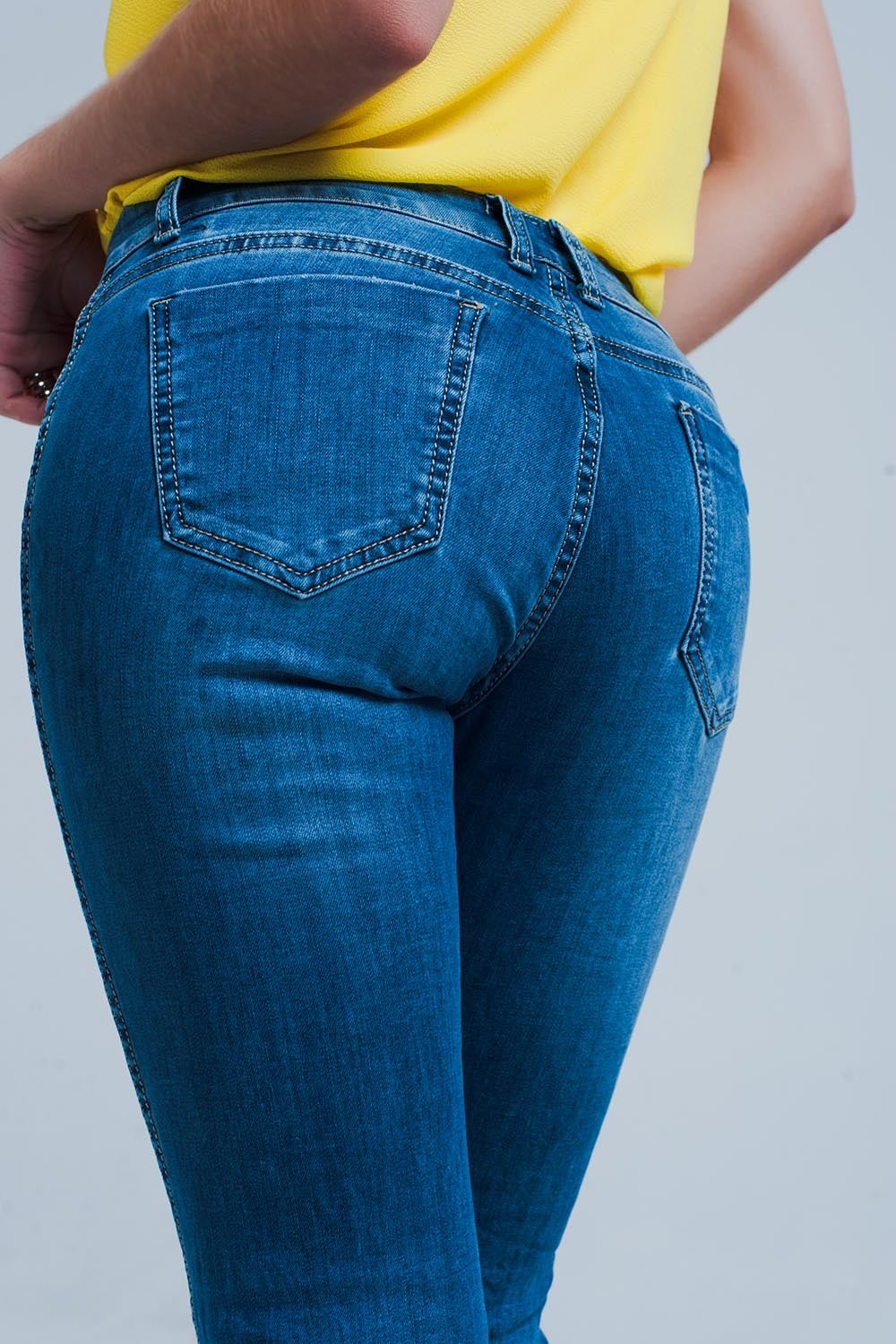 Jean réversible en bleu moyen