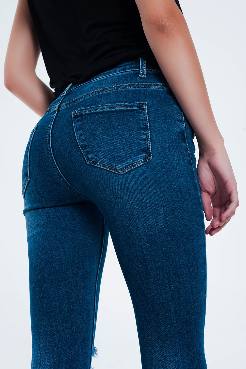 Jean skinny avec déchirures Bleu moyen