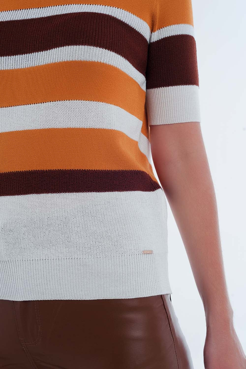 Moutarde ouverte rayé pull en tricot