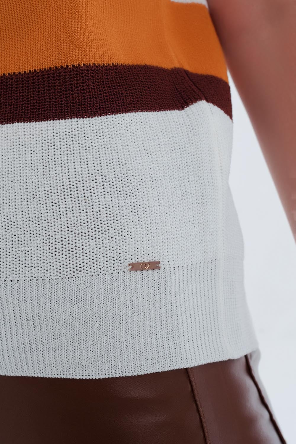 Moutarde ouverte rayé pull en tricot