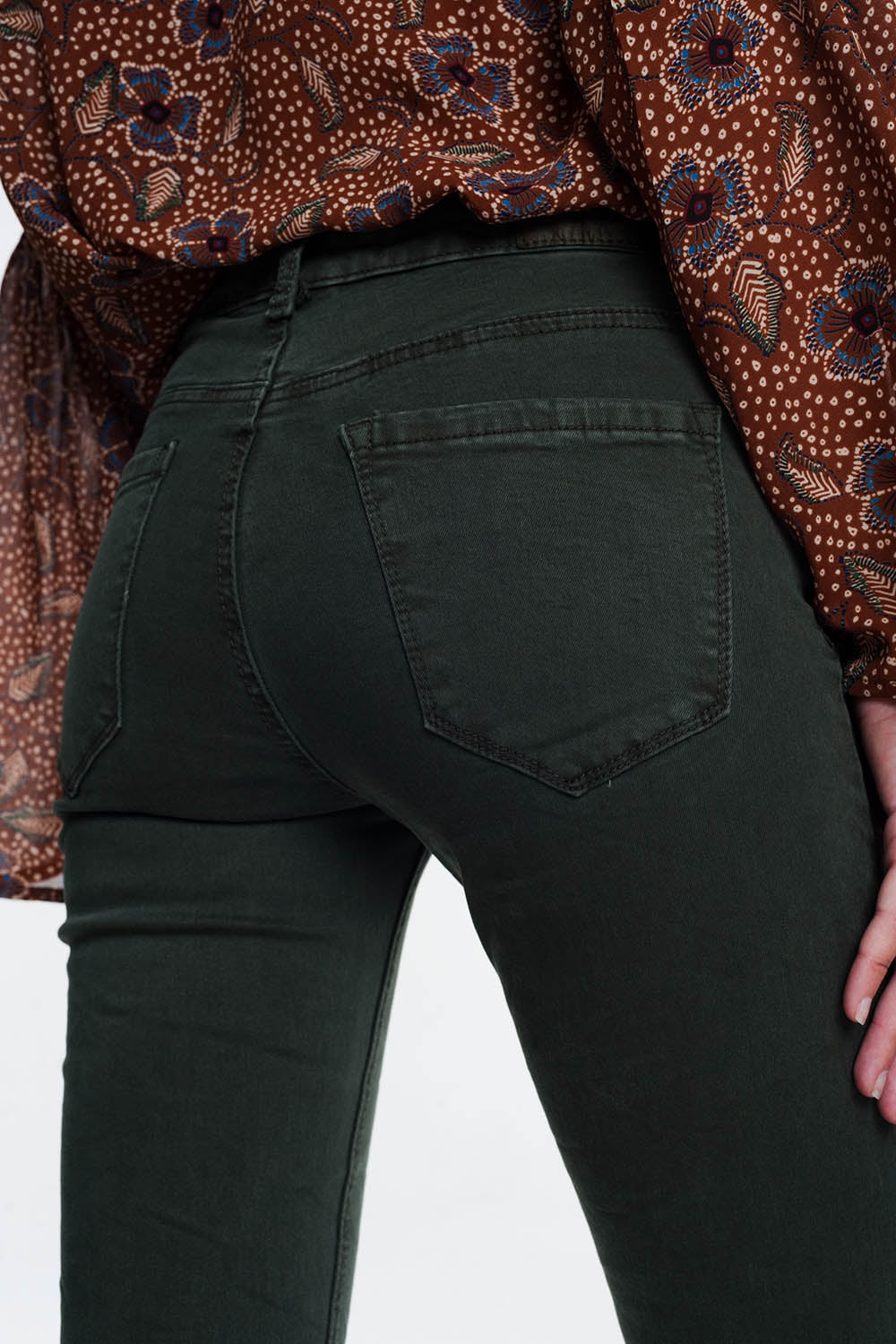 Jean à taille haute kaki