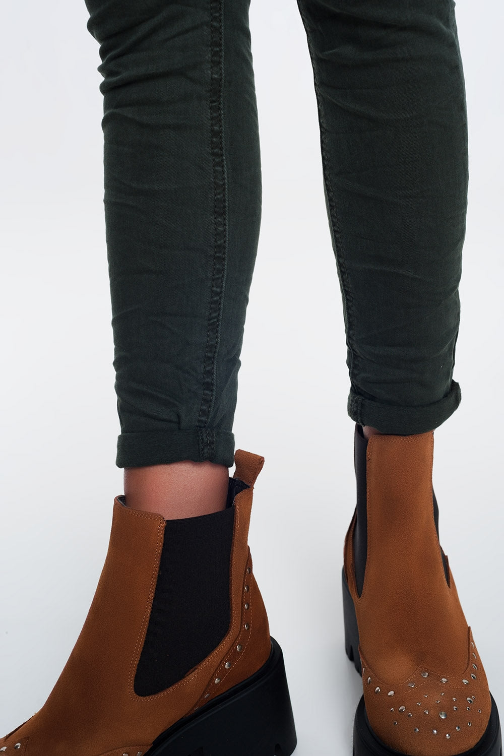 Jean à taille haute kaki