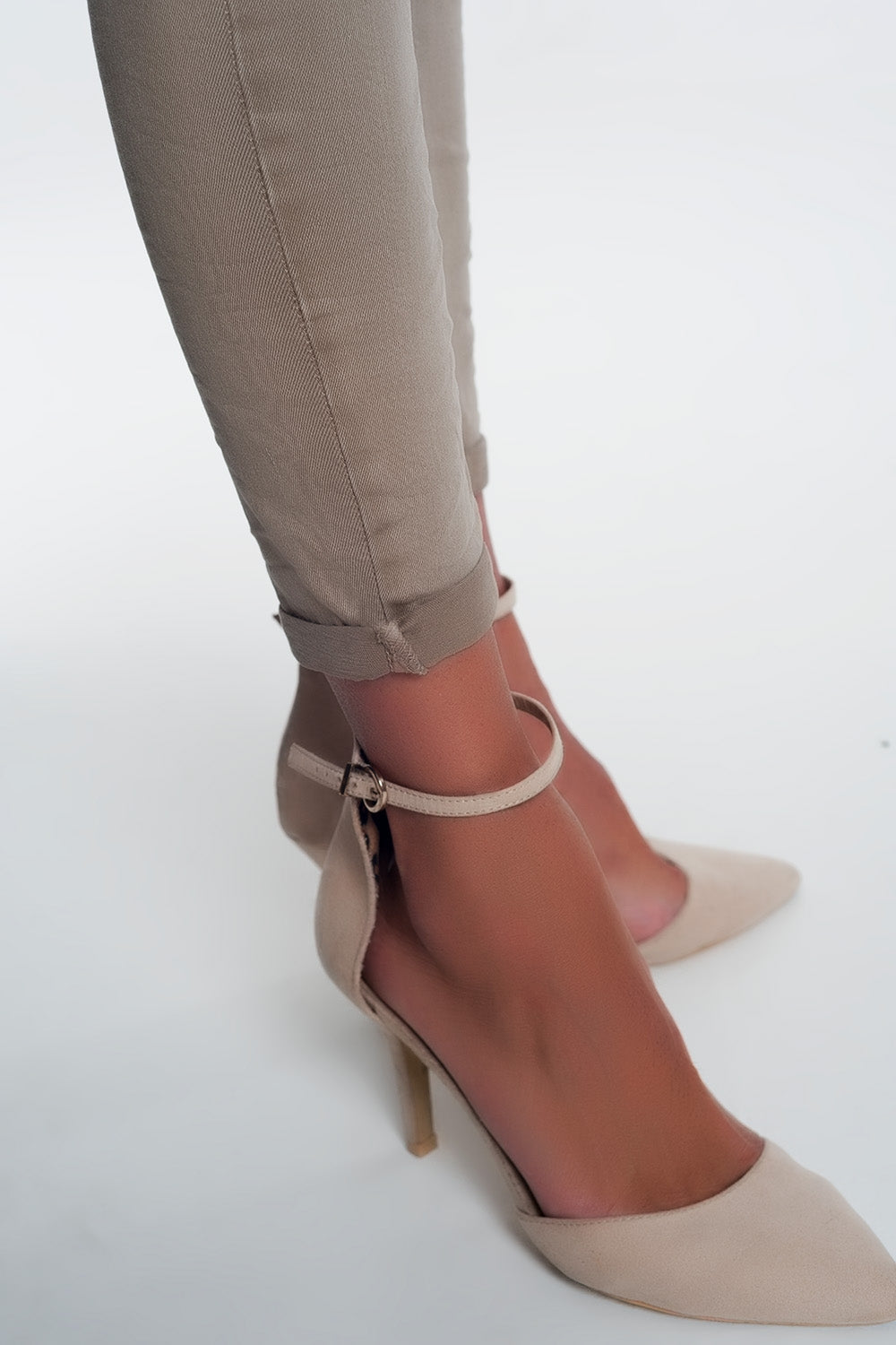 Jean à taille haute beige