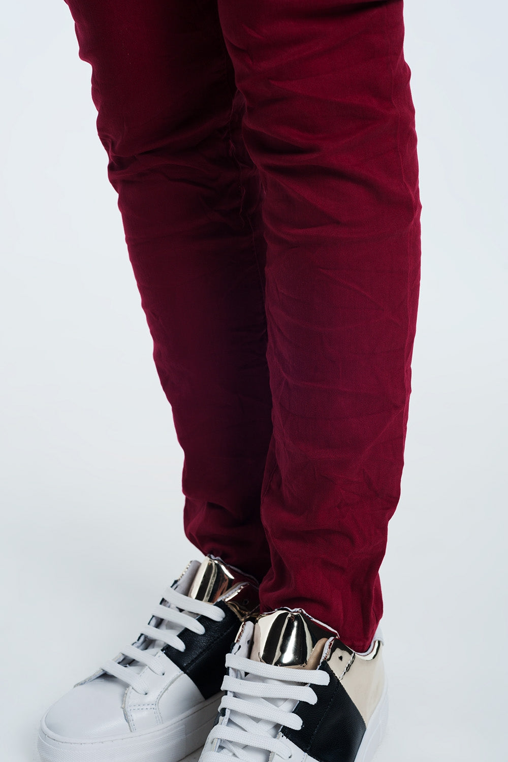 jean skinny bordeaux avec entrejambe bas