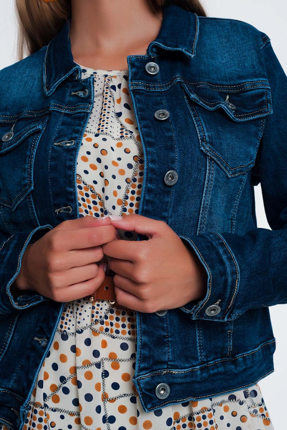 Veste en jean ajustée style western à délavage moyen
