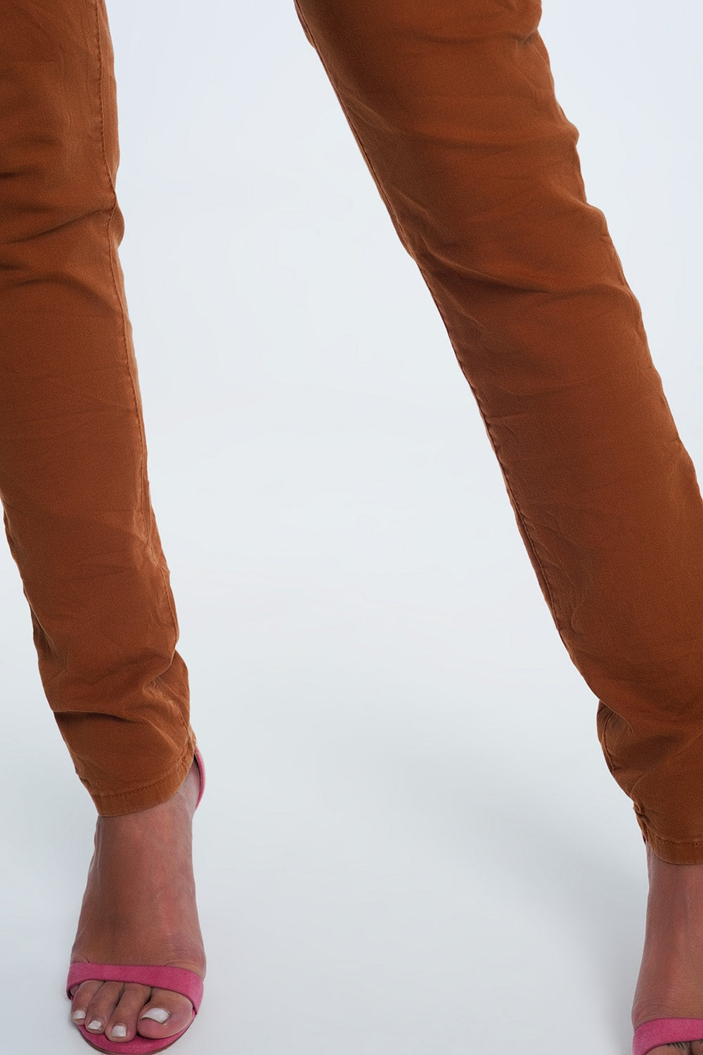 jean skinny orange avec entrejambe bas