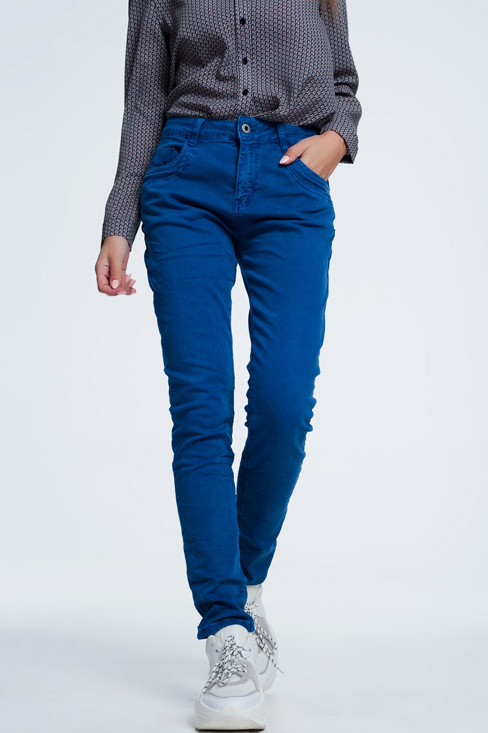 jean bleu orange avec entrejambe bas