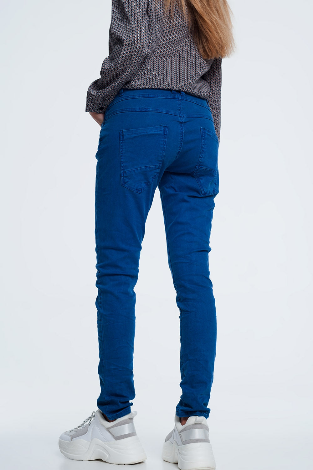 jean bleu orange avec entrejambe bas