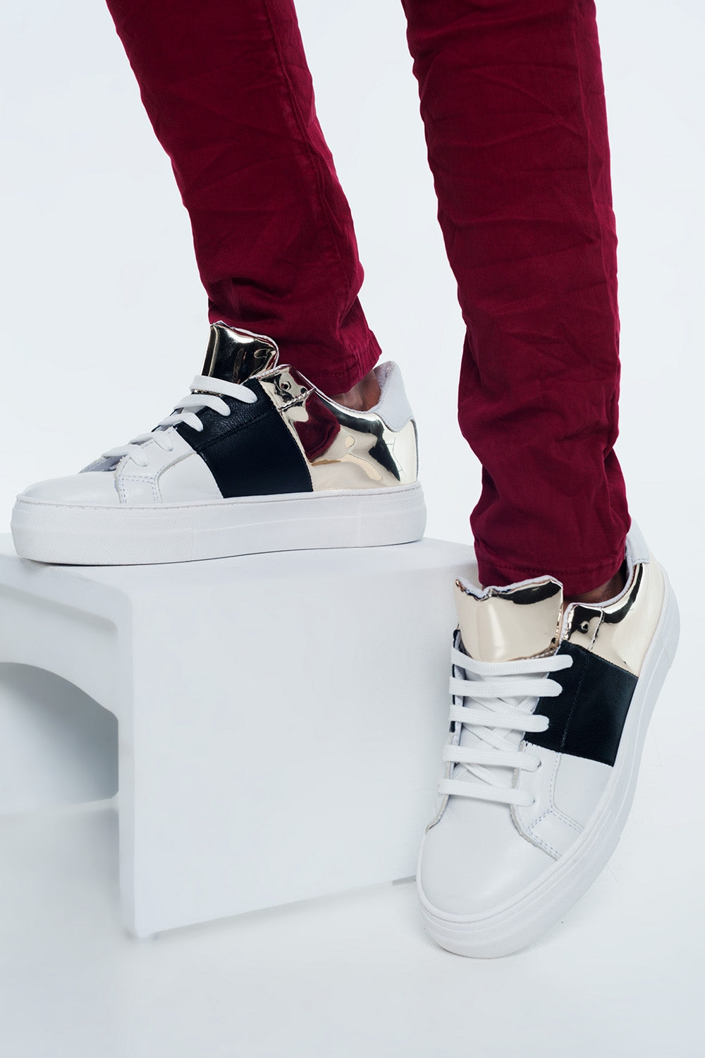Baskets chunky Noir et or