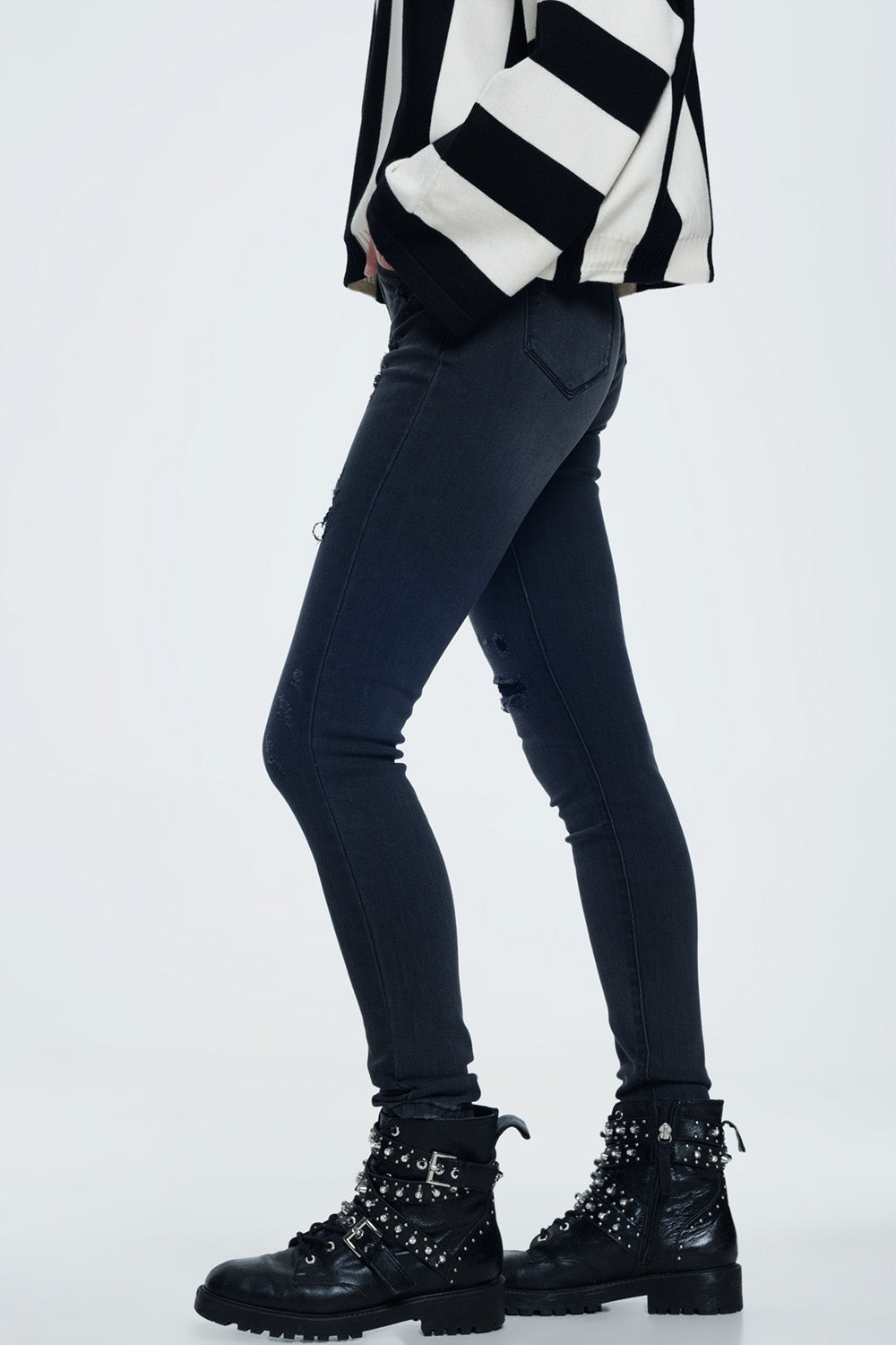 Jean skinny en détresse noir