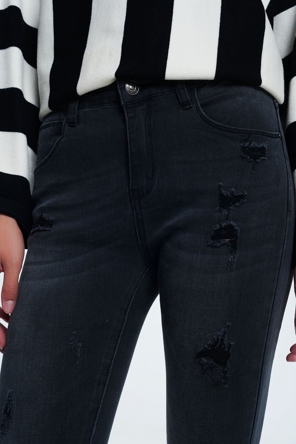 Jean skinny en détresse noir