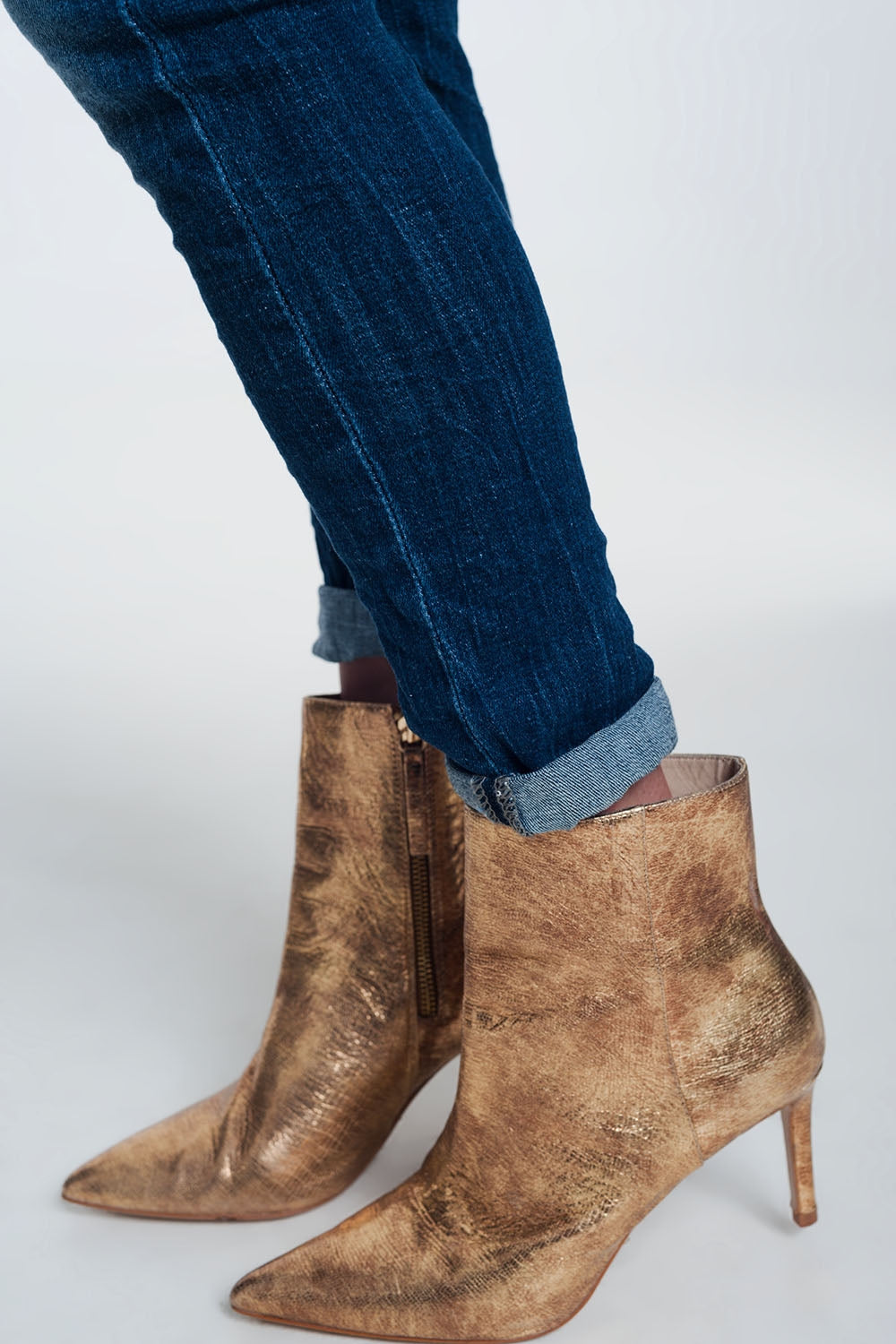 Jean skinny taille haute - Bleu foncé délavé extrême