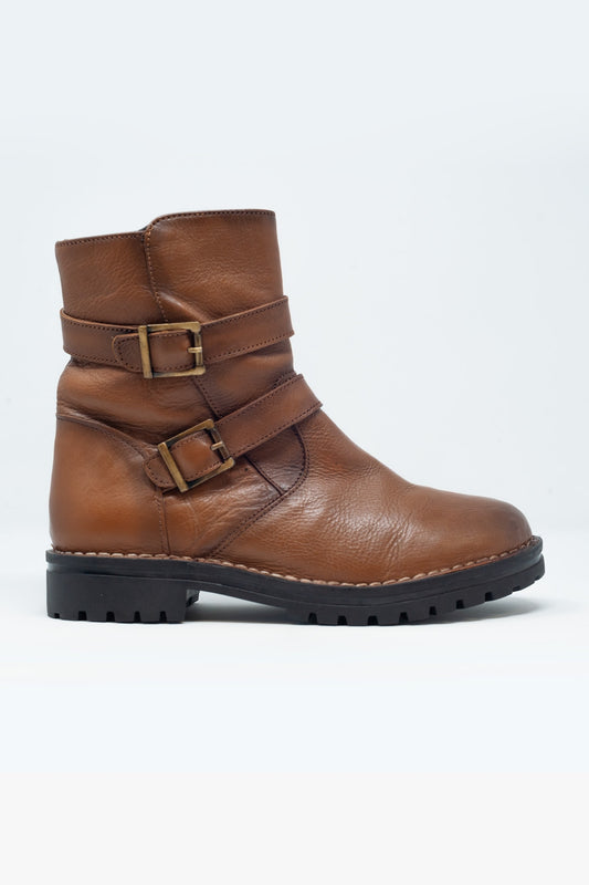 Bottines avec boucle marron