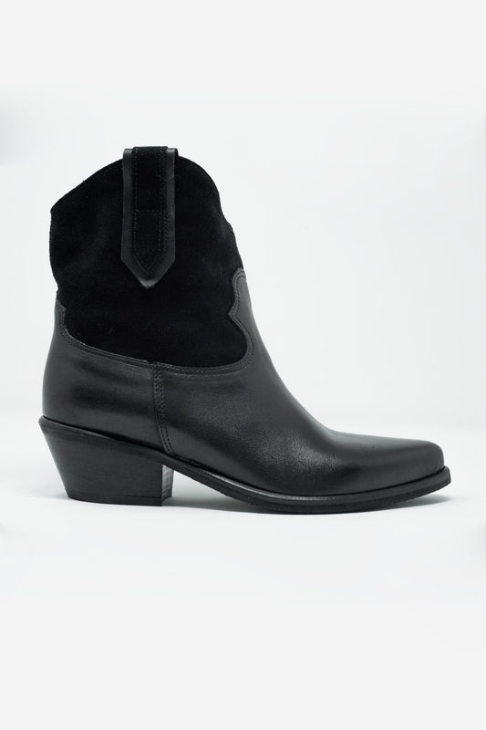 Bottines style western à talon mi haut Noir