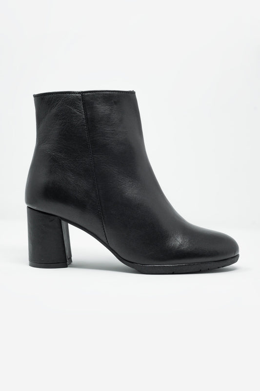 Bottines à talon mi-haut  Cuir noir