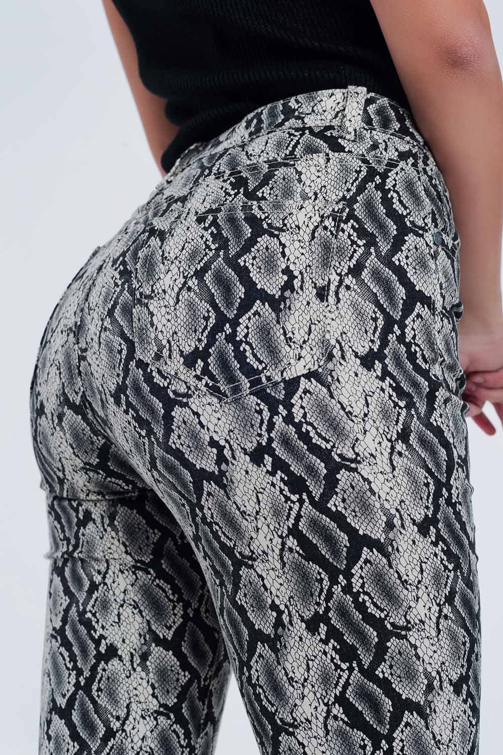 Pantalon à imprimé serpent