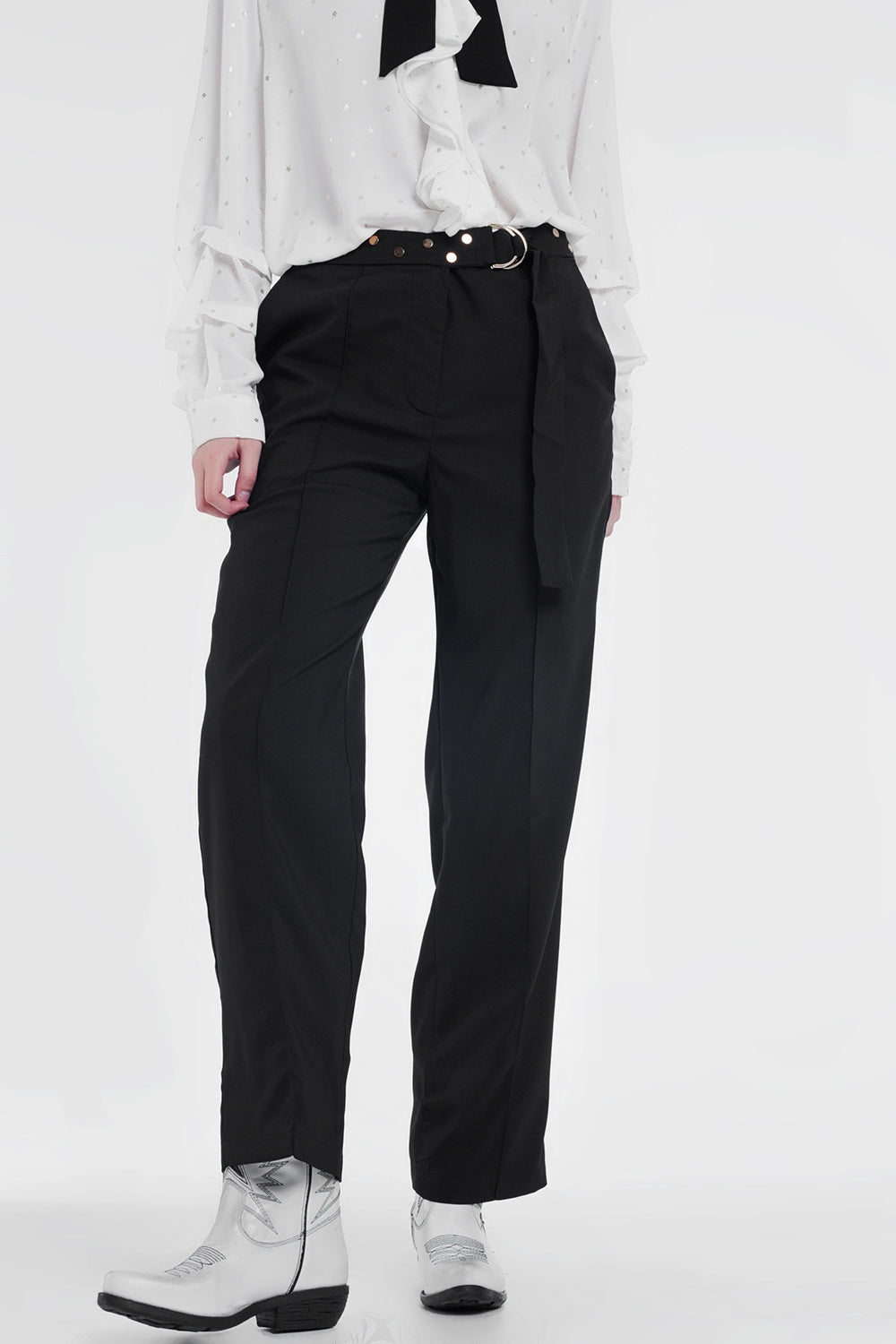 Pantalon avec ceinture Noir