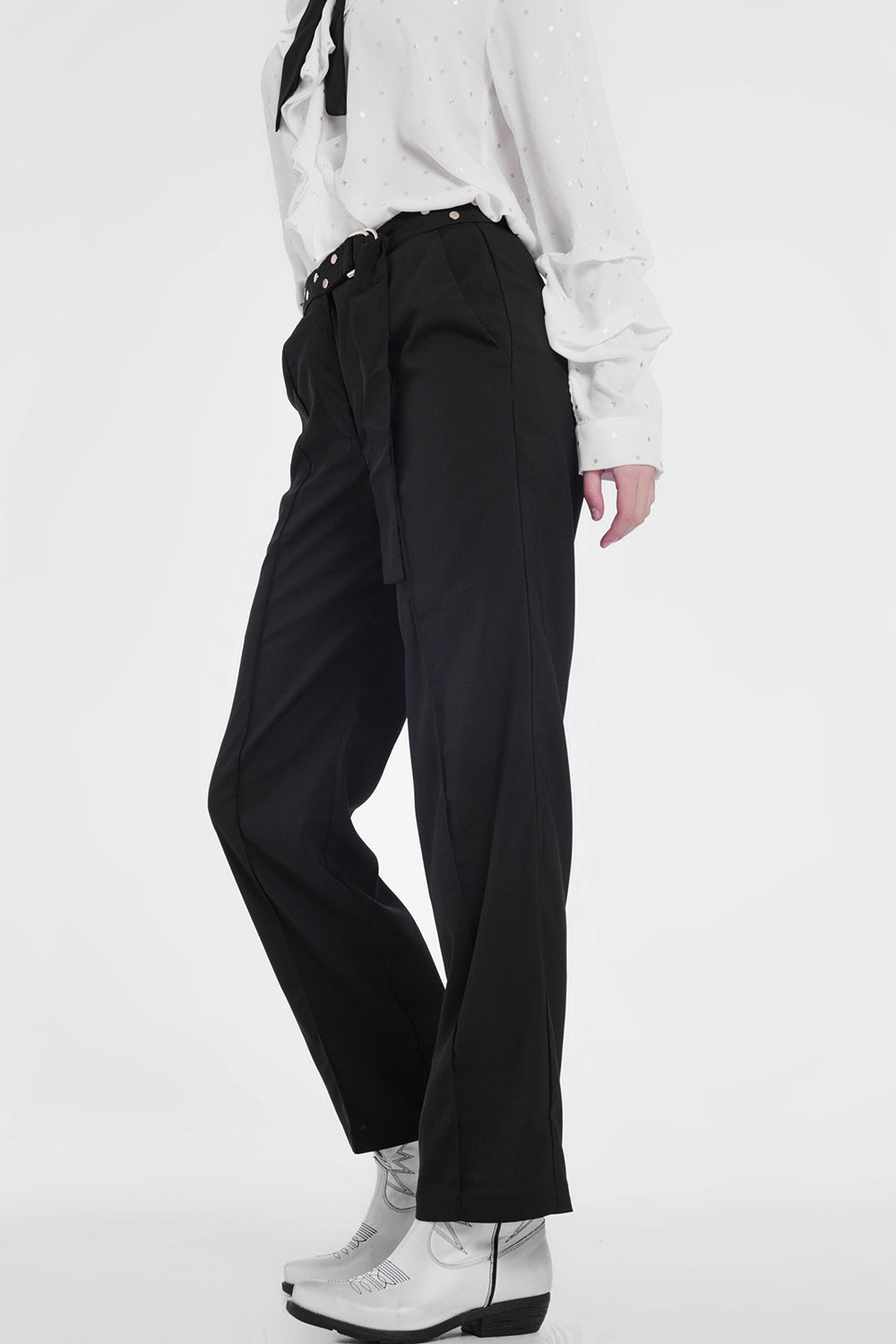 Pantalon avec ceinture Noir
