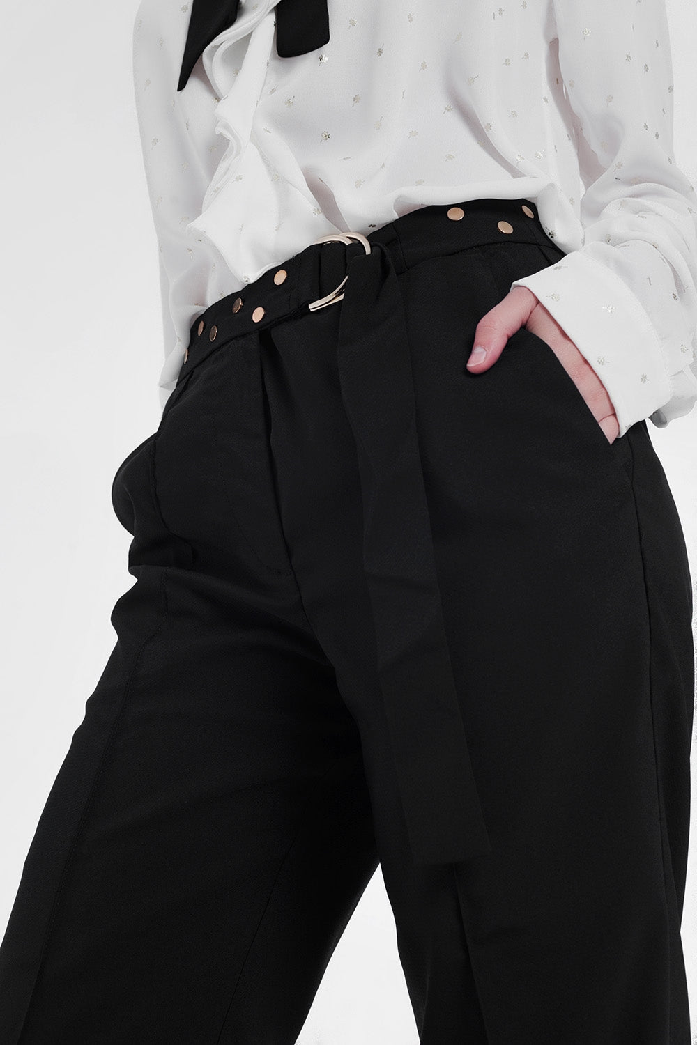 Pantalon avec ceinture Noir