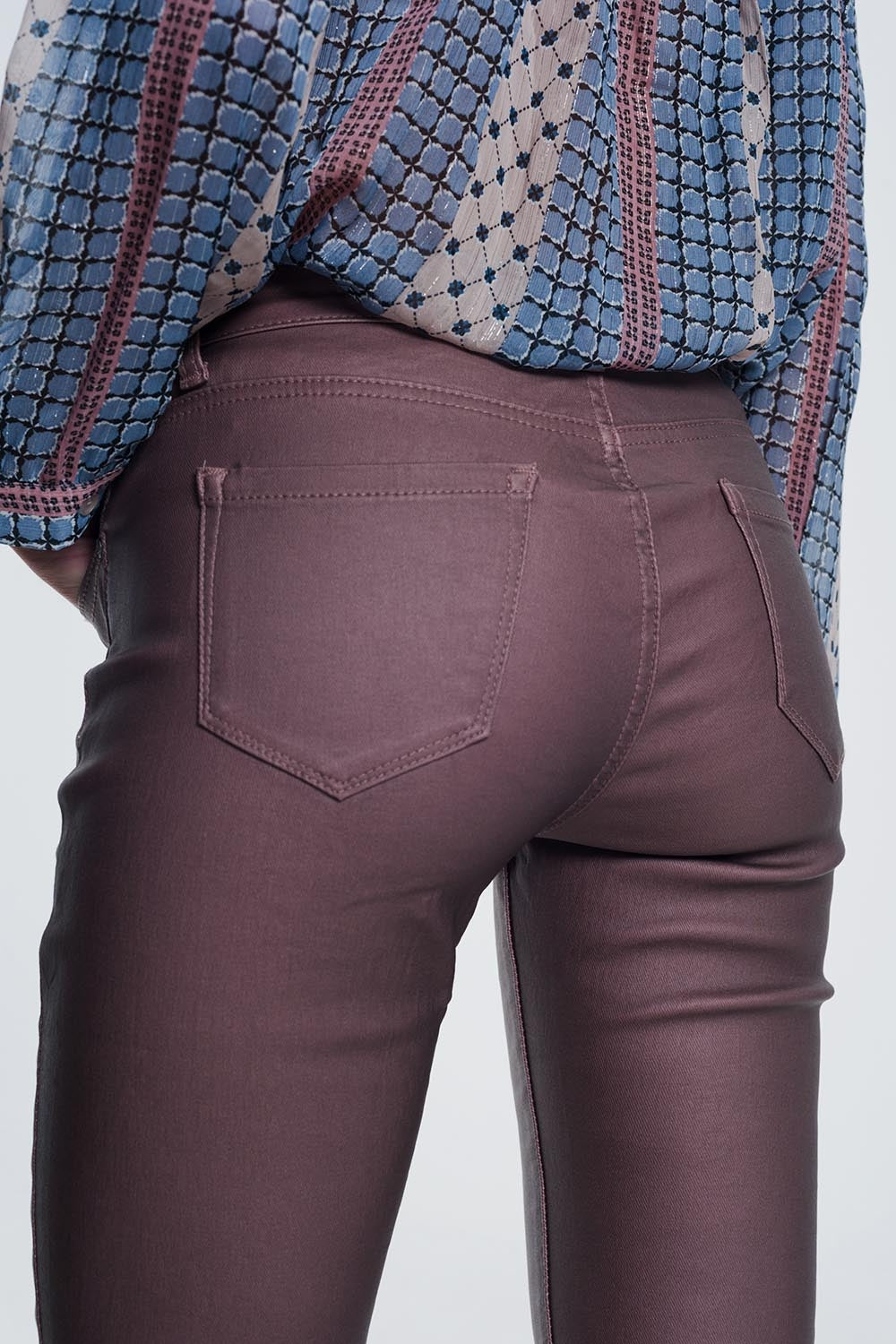 Pantalon enduit rose