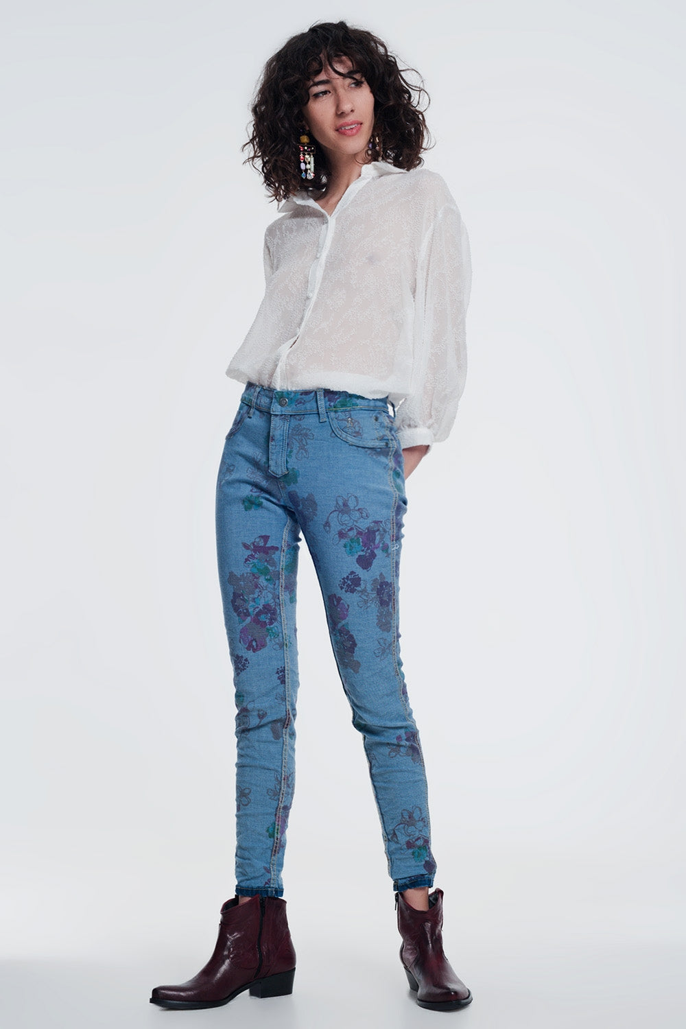 jean reversible skinny denim froissé