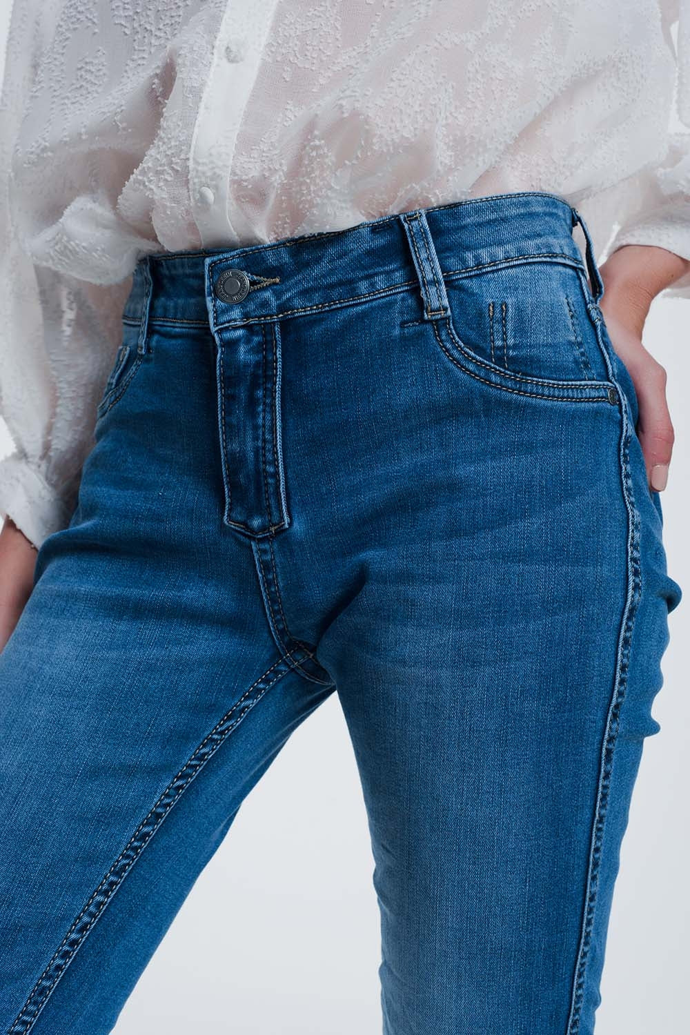 jean reversible skinny denim froissé