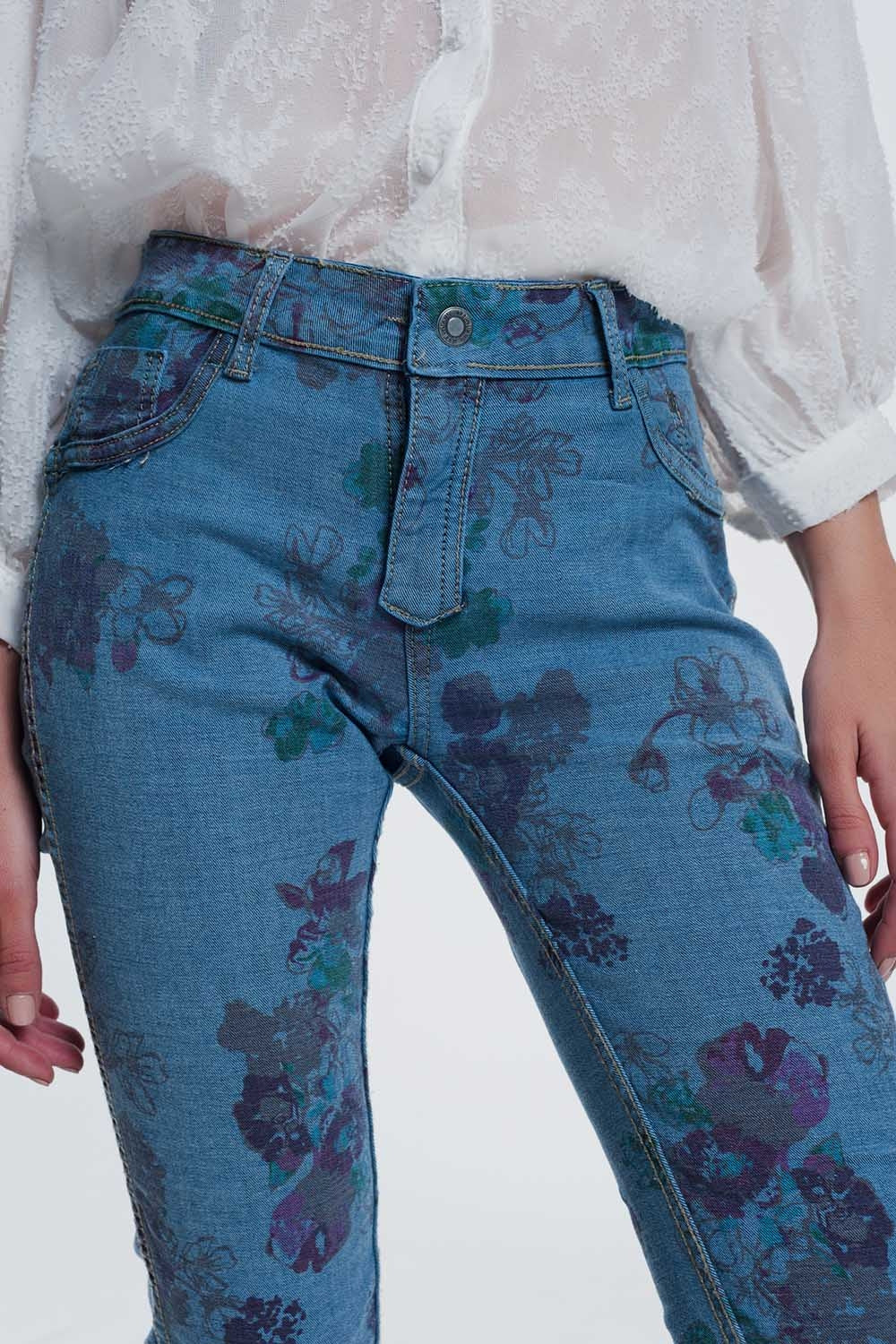 jean reversible skinny denim froissé