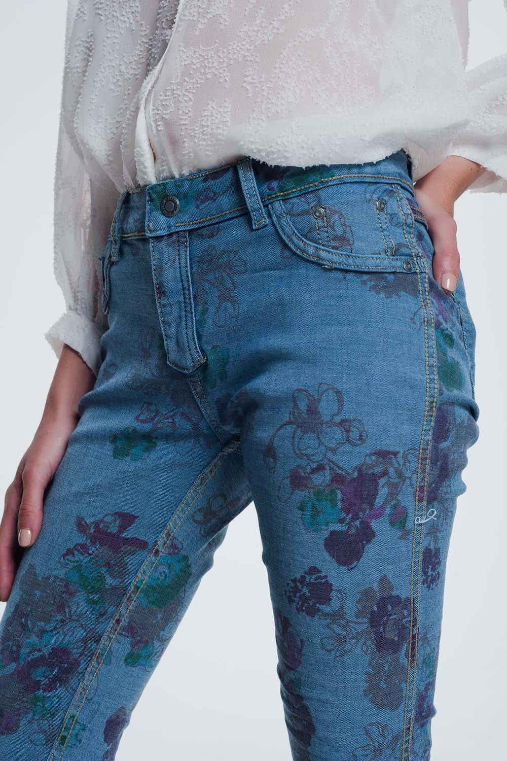 jean reversible skinny denim froissé