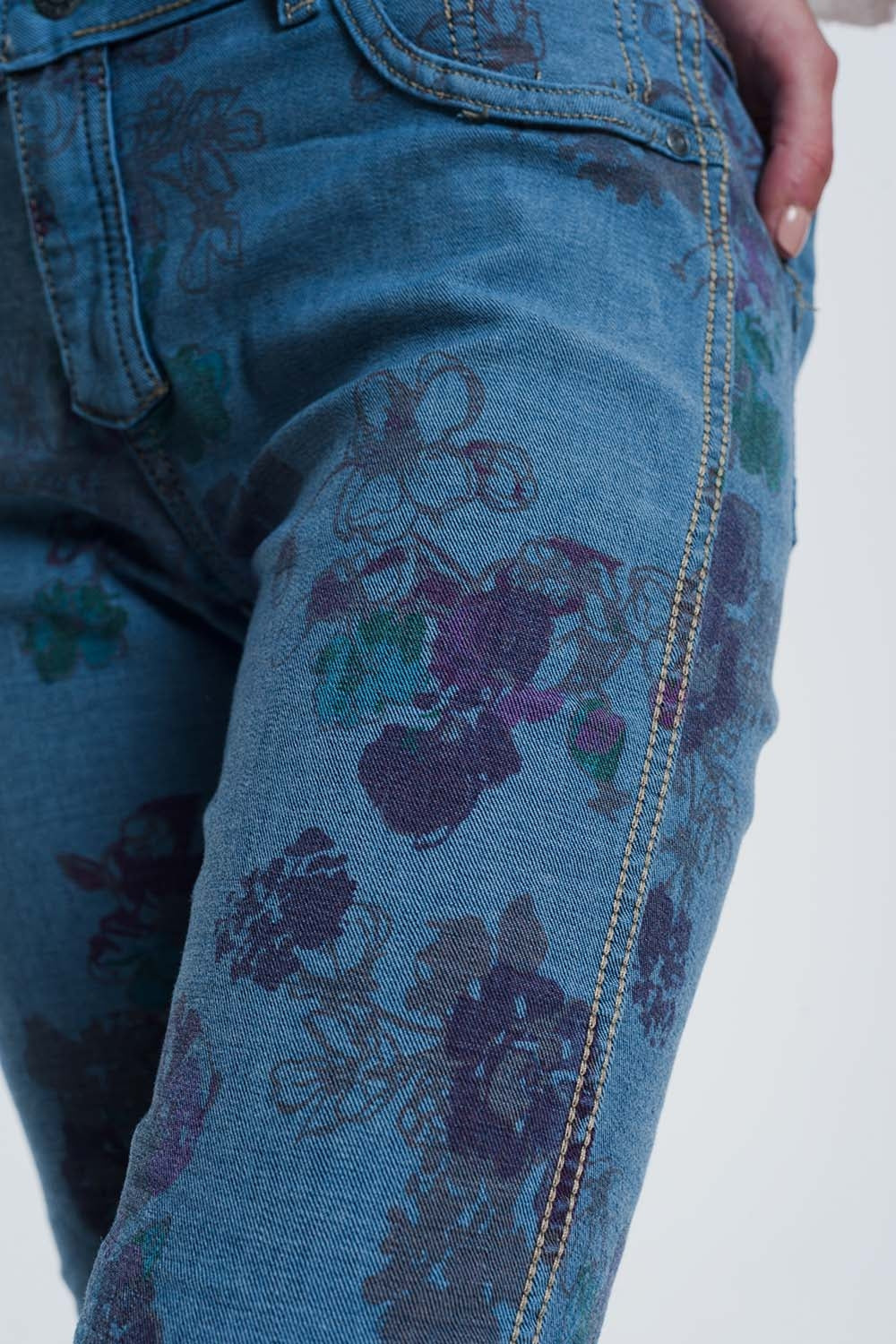 jean reversible skinny denim froissé