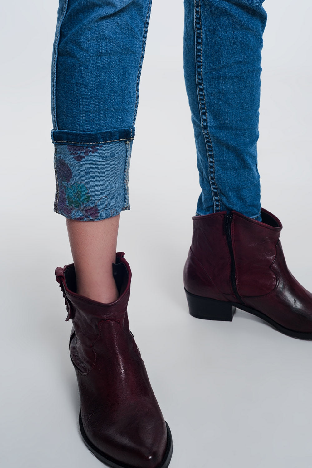 jean reversible skinny denim froissé