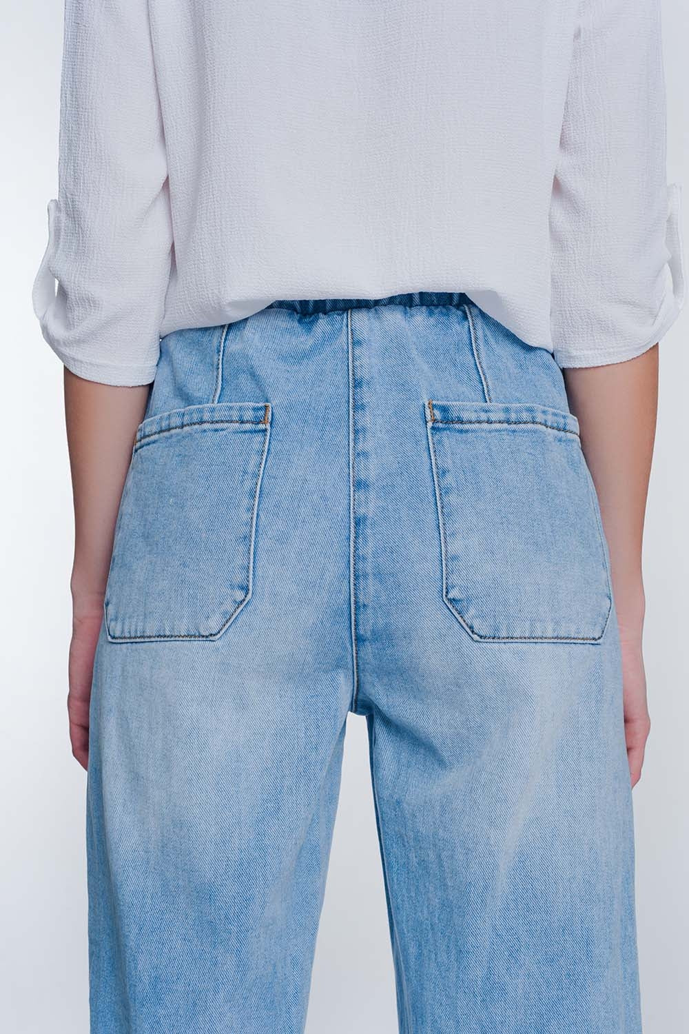 Jogger en jean déchirés  bleu clair délavé