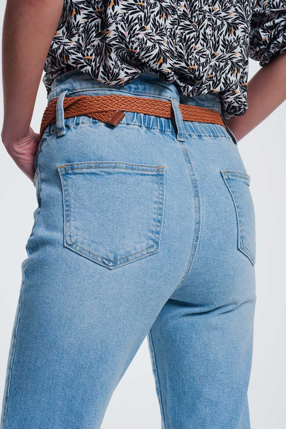 Jean mom taille haute delavage vintage moyen