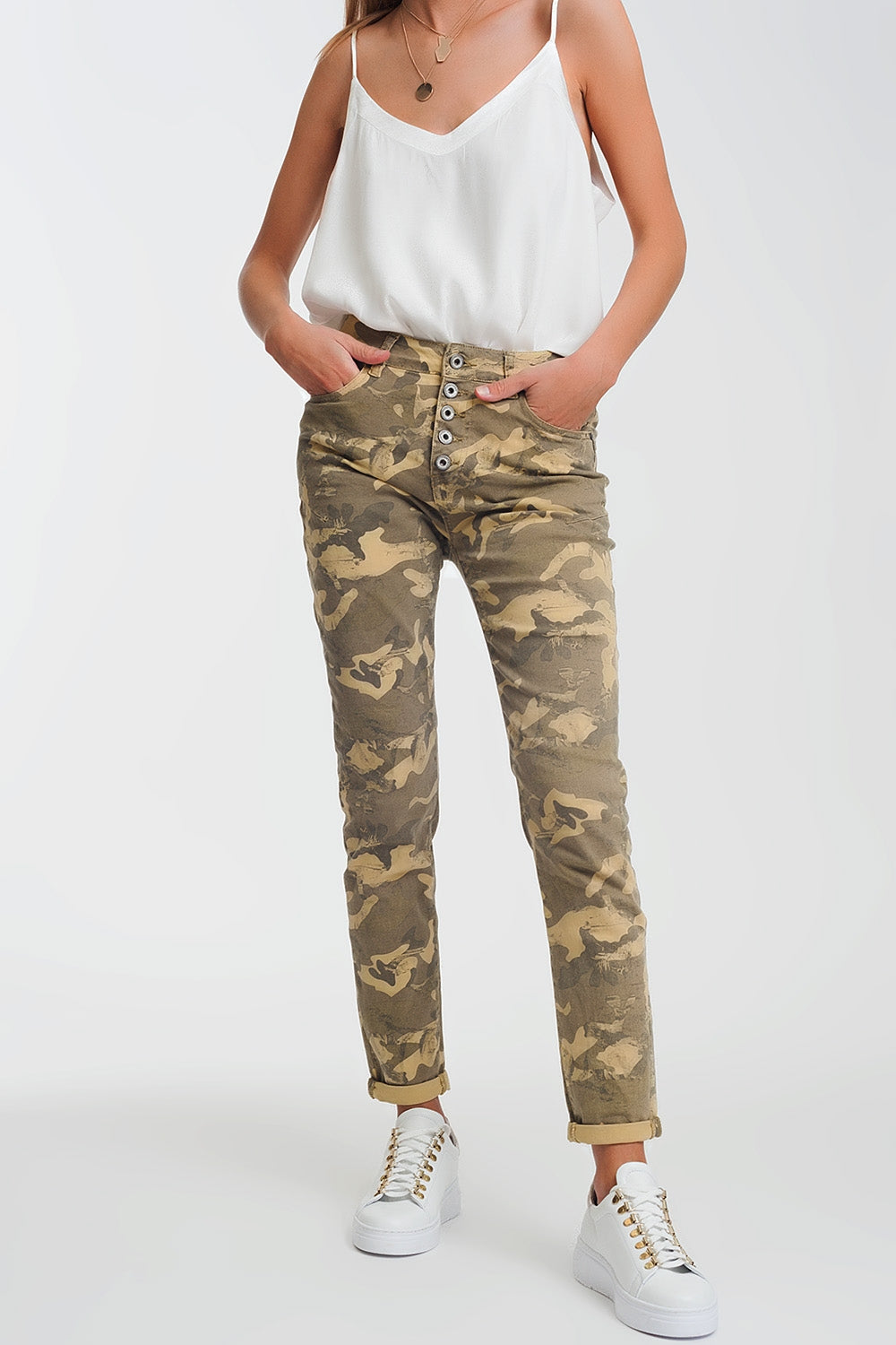 Pantalon fonctionnel à imprimé camouflage